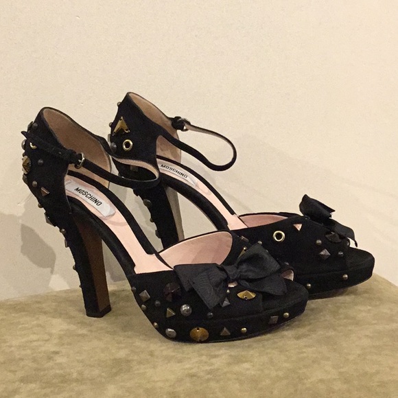 Moschino Shoes - Moschino suede black studded platform heels size 8